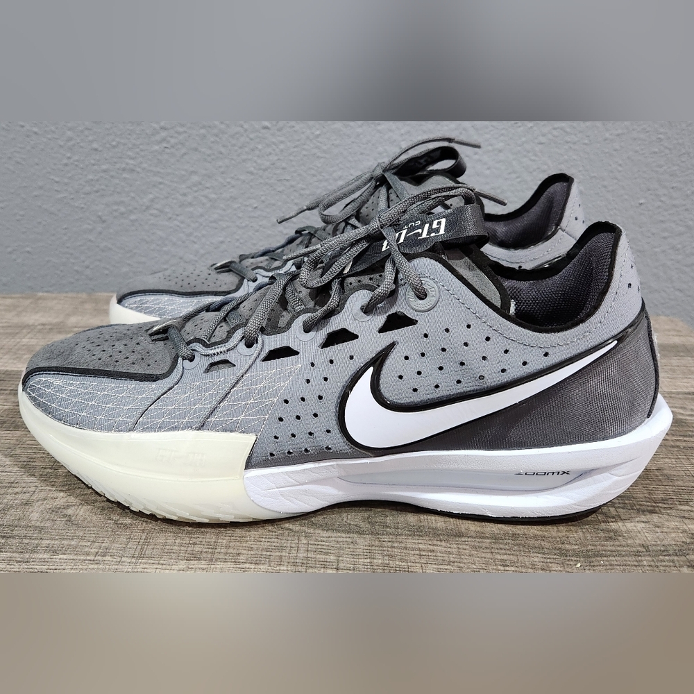 Size 13 Nike Air Zoom GT Cut 3 Low in Cool Grey/Football Grey/Sail/Black.